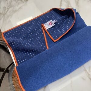 Manduka Yoga Mat Towel in Blue with Orange Dots